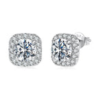 925 Sterling Silver Moissanite 1.0cm Earrings with Pavé Setting for Women