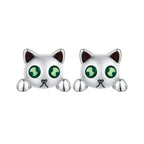 925 Sterling Silver Earrings with Enamel in Oxidized Finish