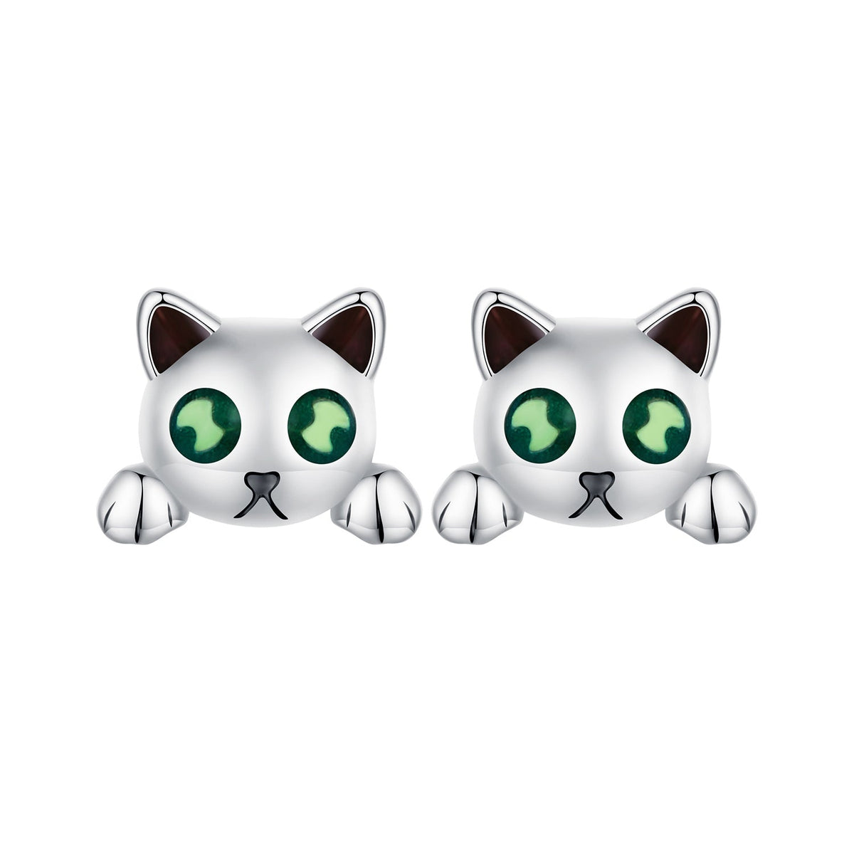 925 Sterling Silver Earrings with Enamel in Oxidized Finish