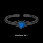 925 Sterling Silver Pendant with Luminous Stone - Oxidized Silver, For Rings