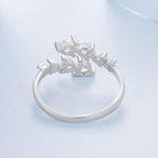 925 Sterling Silver White Gold Plated Pavé Setting Rings for Women