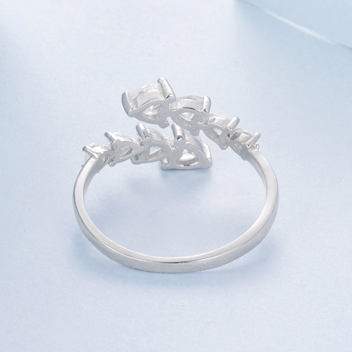 925 Sterling Silver White Gold Plated Pavé Setting Rings for Women