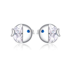 925 Sterling Silver Earrings with Pavé Setting CZ, Size 0.6*0.7cm, for Women