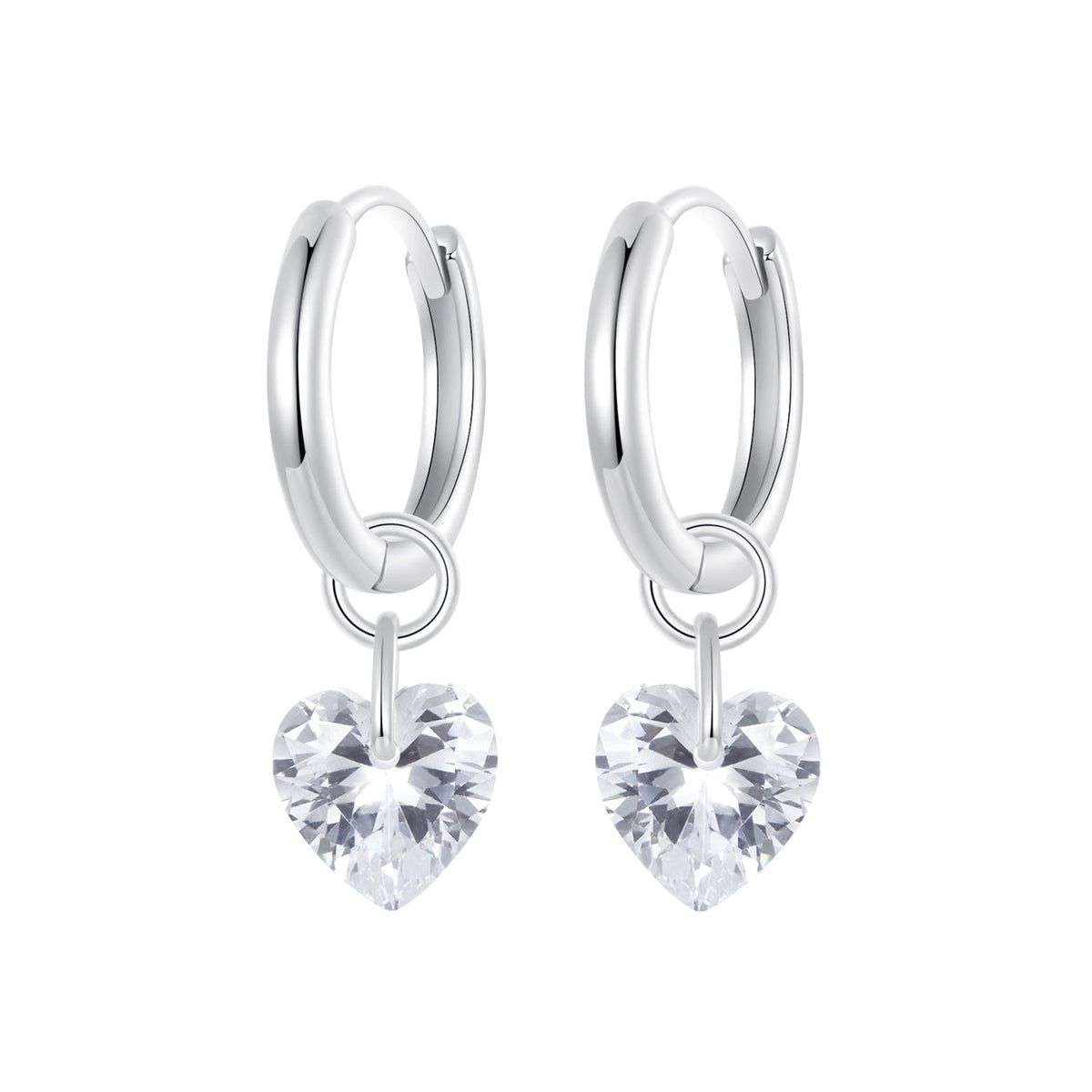 925 Sterling Silver Earrings with Pavé Setting CZ and White Gold Plating for Women