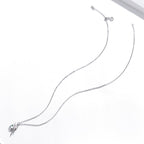925 Sterling Silver Adjustable Pendant Necklace with CZ in Platinum Finish
