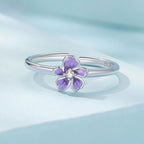 S925 Sterling Silver Enamel Plated Platinum Ring