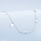 925 Sterling Silver Opal Pendant Necklace for Women - 40+5cm Adjustable Length