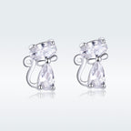 925 Sterling Silver Plated Platinum Earrings with Pavé Setting CZ for Women