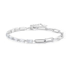 925 Sterling Silver Pavé Setting CZ Bracelet with Platinum Plating, Adjustable 14.5+3cm, for Women