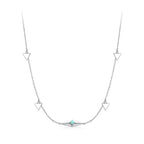 925 Sterling Silver Opal Pendant Necklace for Women - 40+5cm Adjustable Length