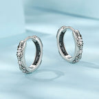 925 Sterling Silver Earrings with Oxidized Finish and Pavé Setting CZ for Women