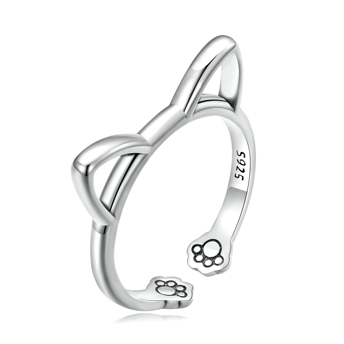 925 Sterling Silver Oxidized Paw Design Ring