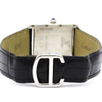 Cartier Must Tank Steel & Leather Quartz Mens Watch — W1014154