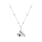 925 Sterling Silver Necklace with Transparent Glass, 18x15mm Pendant for Women