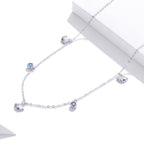 925 Sterling Silver Adjustable Necklace with Scallop Design and Pavé Setting CZ