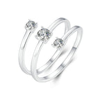 925 Sterling Silver White Gold Plated CZ Ring for Women