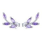 925 Sterling Silver Earrings with CZ and Oxidized Finish - 1.3*0.6cm