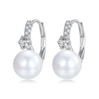925 Sterling Silver Earrings with Quality Shell Pearl and CZ for Women