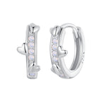 925 Sterling Silver Nano Opal Earrings for Women - White Gold Plated - 12x5mm