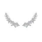 925 Sterling Silver White Gold Plated CZ Earrings 0.5*1.8cm for Women