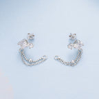 925 Sterling Silver White Gold Plated Pavé Setting CZ Earrings, 1.5cm for Women