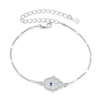 925 Sterling Silver + White Gold Plated 15cm Adjustable Bracelet with CZ and Synthetic Spinel for Women