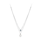 925 Sterling Silver Moissanite & Quality Shell Pearl Necklace for Women - 40+5cm, White Gold Plated