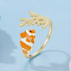925 Sterling Silver Enamel Gold-Plated Ring for Women