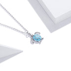925 Sterling Silver Adjustable Necklace with Pavé CZ and Enamel, 44cm