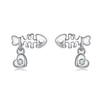 925 Sterling Silver Earrings with Pavé Setting CZ in Oxidized Silver