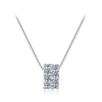 925 Sterling Silver & Moissanite Necklace, 40+5cm Length, White Gold Plated, Women's Jewelry