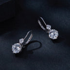 925 Sterling Silver Moissanite Earring with Pavé Setting, 6.5mm, for Women