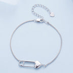 925 Sterling Silver Bracelet with CZ Pendant - 160mm Length and 8x26mm Pendant Size for Women