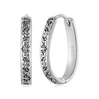 925 Sterling Silver Earrings for Women - 2.0*0.3cm, Inner Diameter 1.7cm, Oxidized Silver