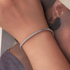 925 Sterling Silver Plated White Gold Bracelet - Adjustable 17+5cm