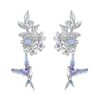 925 Sterling Silver Earrings with Nano Opal Stone and White Gold Plating