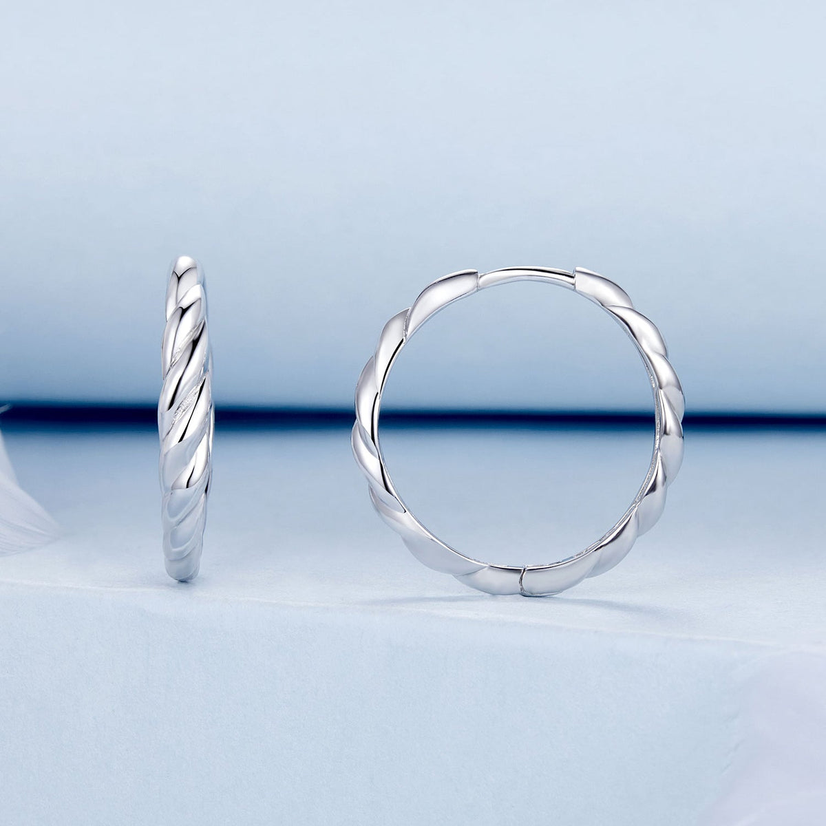 925 Sterling Silver Plated White Gold Earrings for Women - Size 11*3mm