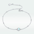 925 Sterling Silver Opal Bracelet for Women - Adjustable Size, Translucent Color