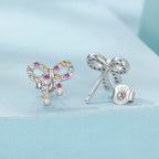 925 Sterling Silver White Gold Plated Pavé Setting CZ Earrings 1.0cm for Women