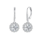925 Sterling Silver Moissanite 1ct Earrings 26x11mm Pavé White Gold for Women