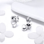 925 Sterling Silver Earrings with Pavé Setting in Oxidized Finish