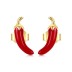 925 Sterling Silver Gold Plated Enamel Earrings for Women