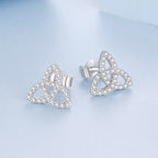 925 Sterling Silver White Gold Plated Pavé CZ Earrings