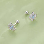 925 Sterling Silver Opal Nanometer Stone Enamel Earrings for Women