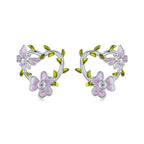 925 Sterling Silver Enamel CZ Plated Earrings