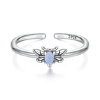 925 Sterling Silver Pendant with Luminous Stone - Oxidized Silver, For Rings