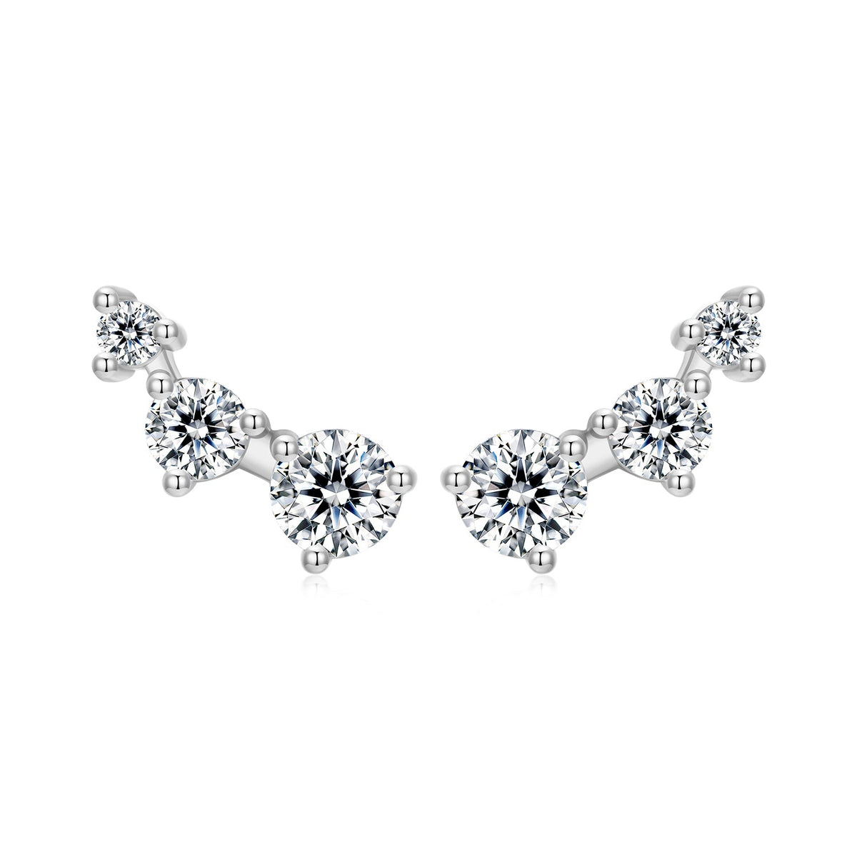 925 Sterling Silver Earrings with Pavé Setting CZ | Size 0.6*1.45cm for Women