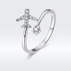 925 Sterling Silver Ring with CZ and Platinum Plated Finish