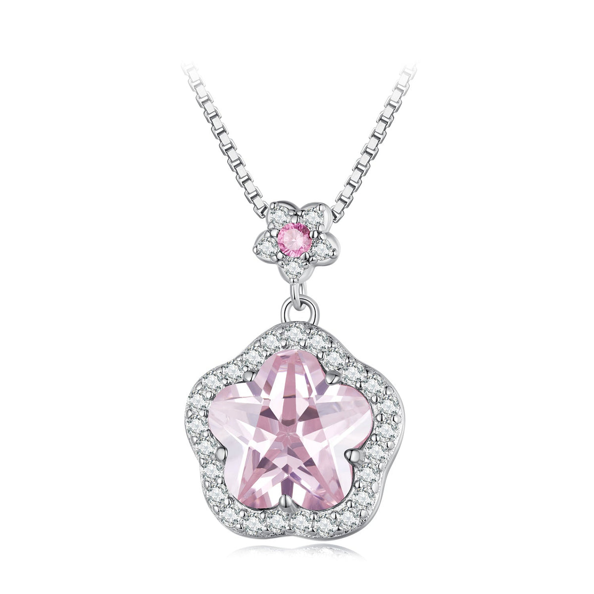 925 Sterling Silver Necklace with 19*13mm CZ Pendant