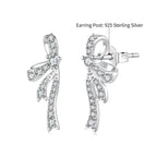 925 Silver White Gold Plated CZ Pavé 1.7 x 0.7 cm Earrings for Women